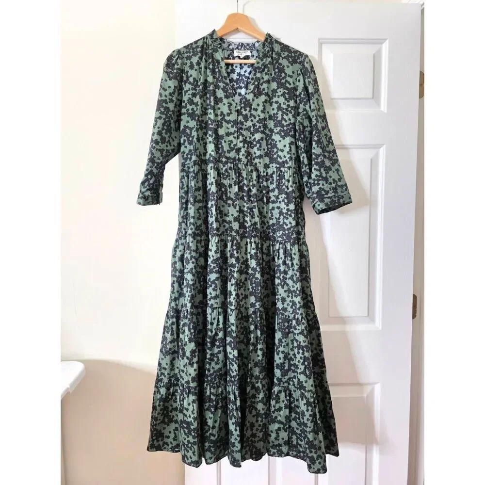 Crosyby by Mollie Burch Green Floral Print Maxi Dress M